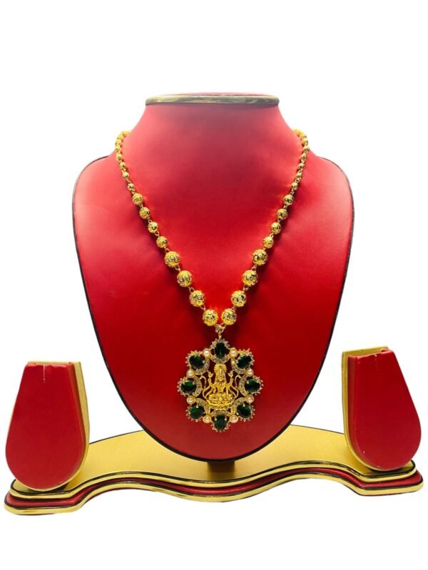 Ball Design Goddess Laxmi Design Necklace Green